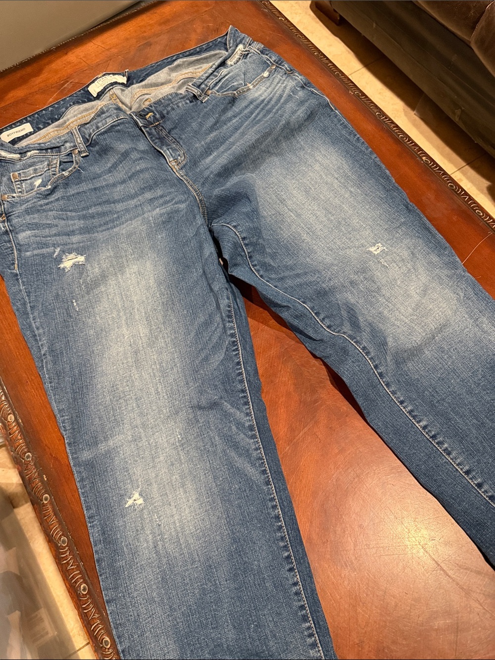 torrid women’s Faded Distressed Blue Straight Boyfriend Jeans